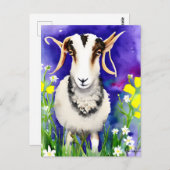 Waterverf van lente-Pasen-Jacob Sheep-Floral Briefkaart (Voorkant / Achterkant)