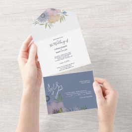 Waterverf van lentestuinbloemen met handbeschilder all in one uitnodiging