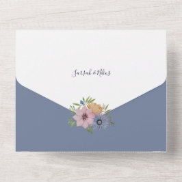 Waterverf van lentestuinbloemen met handbeschilder all in one uitnodiging