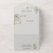 Waterverf van lichte en luchtvochtige wilde bloeme all in one uitnodiging (Buitenkant)