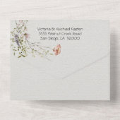 Waterverf van lichte en luchtvochtige wilde bloeme all in one uitnodiging (Achterkant)