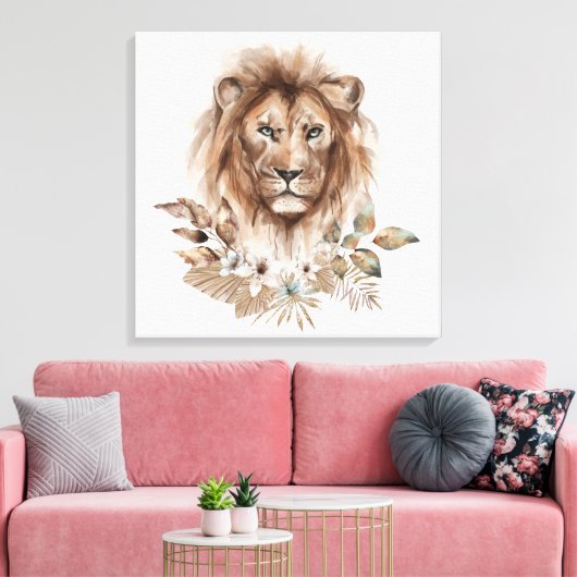 Waterverf van Lion Safari Animals Canvas Afdruk (Insitu (Woonkamer))