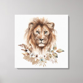 Waterverf van Lion Safari Animals Canvas Afdruk