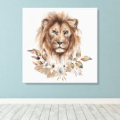 Waterverf van Lion Safari Animals Canvas Afdruk (Insitu (Houten vloer))