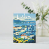 Waterverf van Lissabon-Portugal Briefkaart (Staand voorkant)