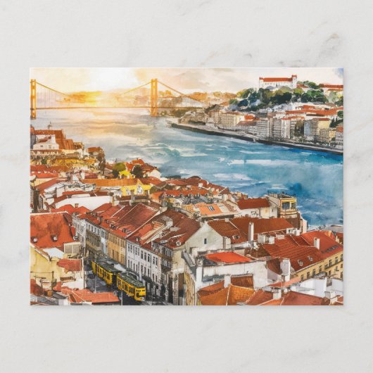 Waterverf van Lissabon schilderij Briefkaart (Voorkant)