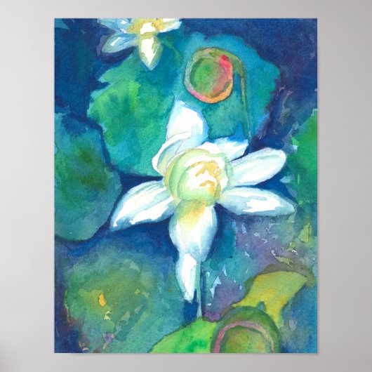 Waterverf van Lotus Flowers Poster (Voorkant)