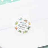 Waterverf van Love Bugs Beetle Return Address Vierkante Sticker