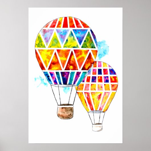 Waterverf van luchtballonnen poster (Voorkant)