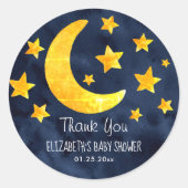 Waterverf van maan en sterren Baby shower Ronde Sticker (Voorkant)