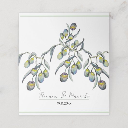 Waterverf van magische olijven met de hand geschil plaatskaartje (Buitenkant ongevouwen)