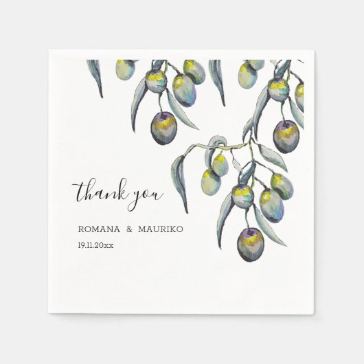 Waterverf van magische olijven met de hand geschil servet (Voorkant)