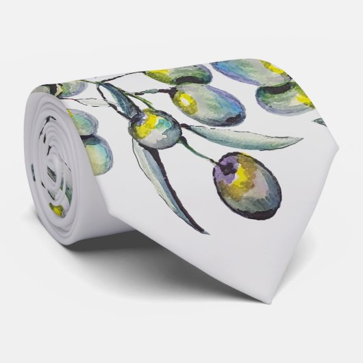 Waterverf van magische olijven met de hand geschil stropdas (Opgerold)