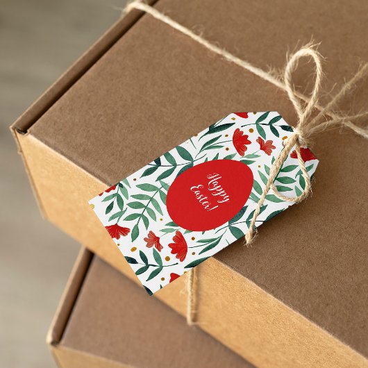 Waterverf van magische tuinen, rood en groen cadeaulabel