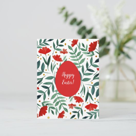 Waterverf van magische tuinen, rood en groen feestdagenkaart (Staand voorkant)