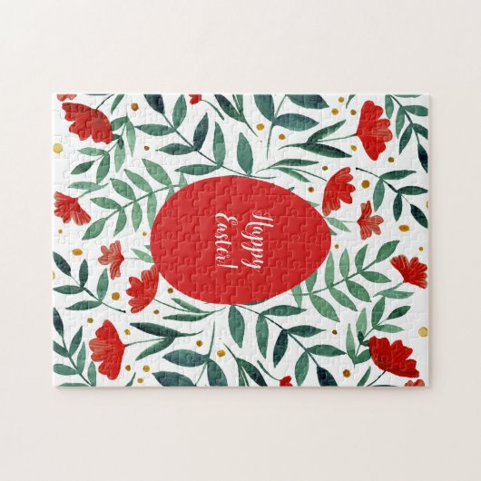 Waterverf van magische tuinen, rood en groen legpuzzel (Horizontaal)