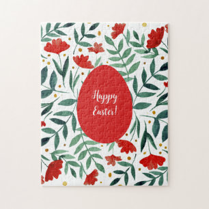 Waterverf van magische tuinen, rood en groen legpuzzel