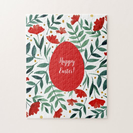 Waterverf van magische tuinen, rood en groen legpuzzel (Verticaal)