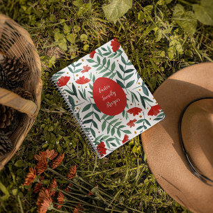 Waterverf van magische tuinen, rood en groen notitieboek