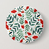Waterverf van magische tuinen, rood en groen ronde button 7,6 cm (Voorkant)