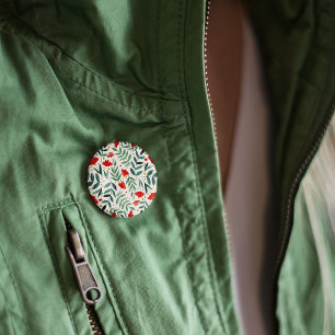 Waterverf van magische tuinen, rood en groen ronde button 7,6 cm