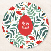 Waterverf van magische tuinen, rood en groen ronde kartonnen onderzetter (Voorkant)