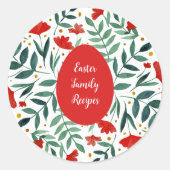 Waterverf van magische tuinen, rood en groen ronde sticker (Voorkant)