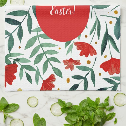 Waterverf van magische tuinen, rood en groen theedoek (Gevouwen)