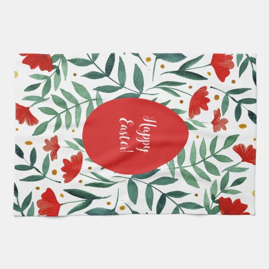 Waterverf van magische tuinen, rood en groen theedoek (Horizontaal)