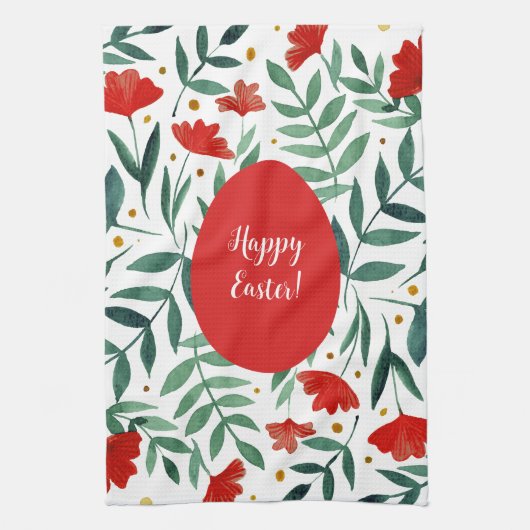 Waterverf van magische tuinen, rood en groen theedoek (Verticaal)