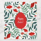 Waterverf van magische tuinen, rood en groen wijn etiket (Enkel label)