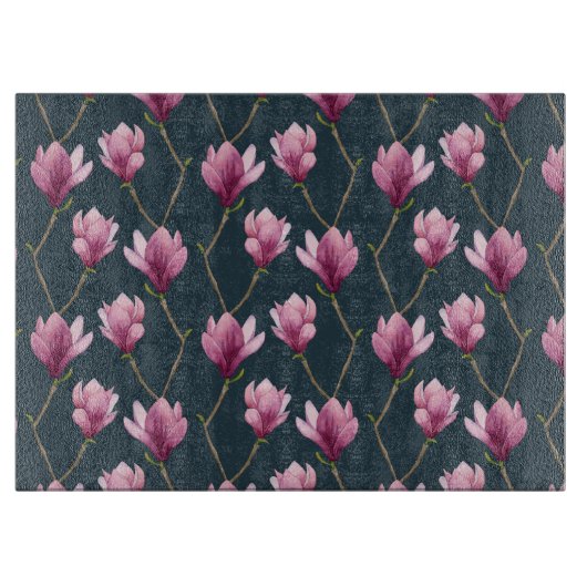Waterverf van Magnolia Floral Pattern Snijplank (Voorkant)