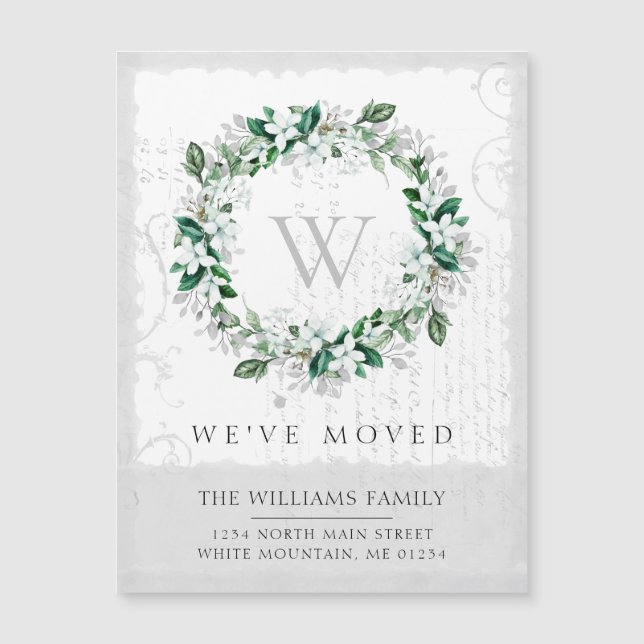 Waterverf van Magnolia Floral Wreator Monogram Mov (Voorkant)