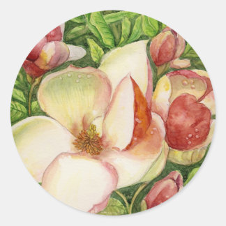 Waterverf van Magnolia Flower Ronde Sticker