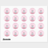 Waterverf van meisjes Floral Elephant Pink Baby sh Ronde Sticker (Vel)