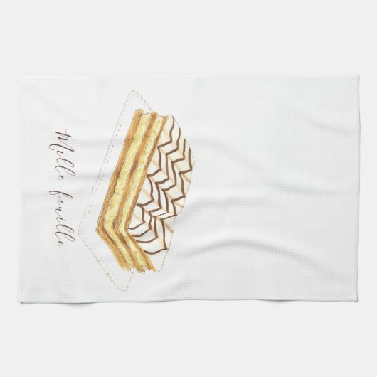 Waterverf van melkfeuillegebak theedoek (Horizontaal)