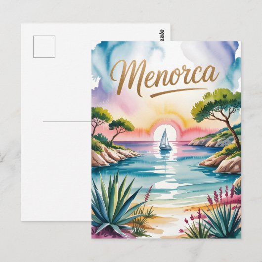 Waterverf van Menorca Briefkaart (Voorkant / Achterkant)