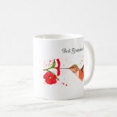 Waterverf van mensvogels Floral Grandma Nana Garde Koffiemok (Voorkant rechts)