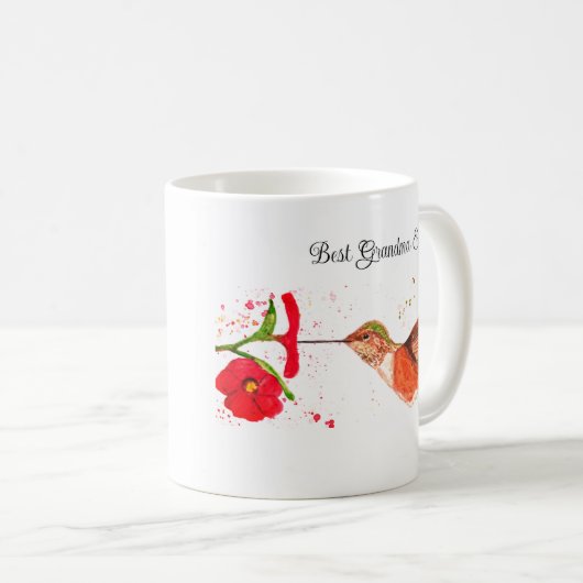 Waterverf van mensvogels Floral Grandma Nana Garde Koffiemok (Voorkant rechts)