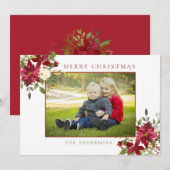 Waterverf van Merry KerstFloral Foto Feestdagenkaart (Voorkant / Achterkant)