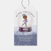 Waterverf van Merry Kerstwinter Wereldbol Ballerin Cadeaulabel (Voorkant)