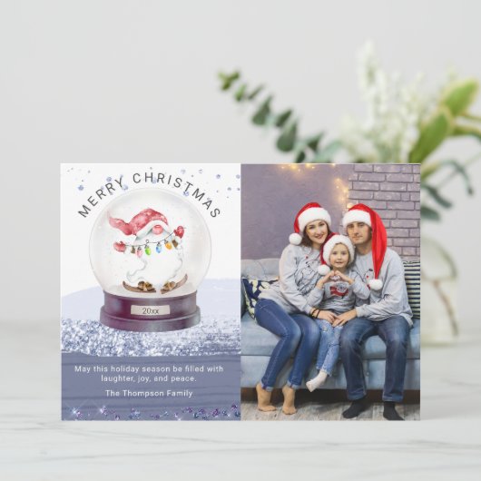 Waterverf van Merry Kerstwinter Wereldbol Gnome Fo (Staand voorkant)