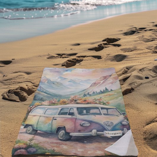 Waterverf Van Met Custom License Bord Gift Strandlaken