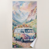 Waterverf Van Met Custom License Bord Gift Strandlaken (Voorkant)