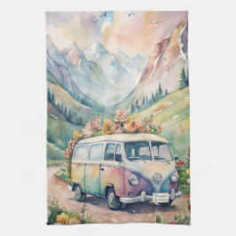 Waterverf Van Met Custom License Bord Gift Theedoek