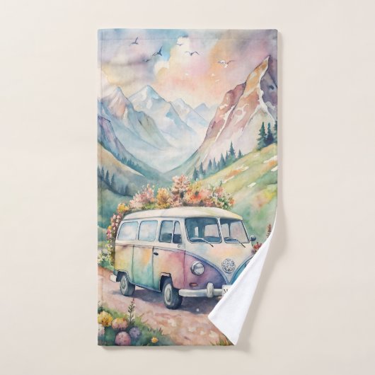 Waterverf Van met Custom License Bord sport Handdoek (Handdoek)