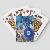 Waterverf van met nazars gedecorbeerde bomen pokerkaarten (Achterkant)