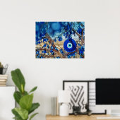 Waterverf van met nazars gedecorbeerde bomen poster (Thuiskantoor)