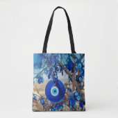 Waterverf van met nazars gedecorbeerde bomen tote bag (Voorkant)