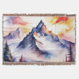 Waterverf van met sneeuw bedekte bergen onder de r deken